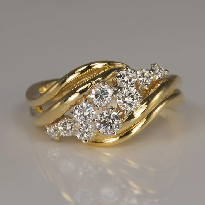 Moriartys Gem Art Rings 14K Yellow Gold Diamond Cluster Ring 70 Carats