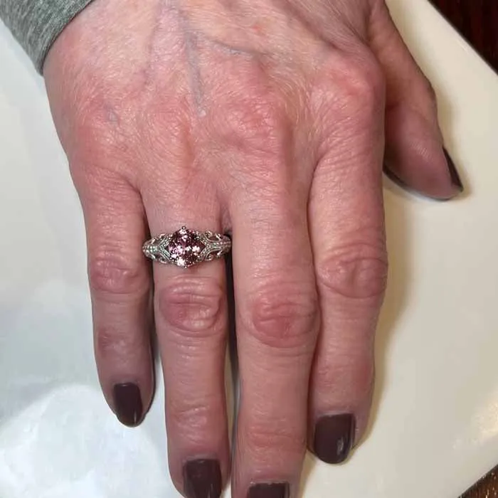 Moriartys Gem Art Rings ON HOLD FOR LUIS 14K White Gold Mahenge Malaya Garnet and Diamond Ring 258 Carats