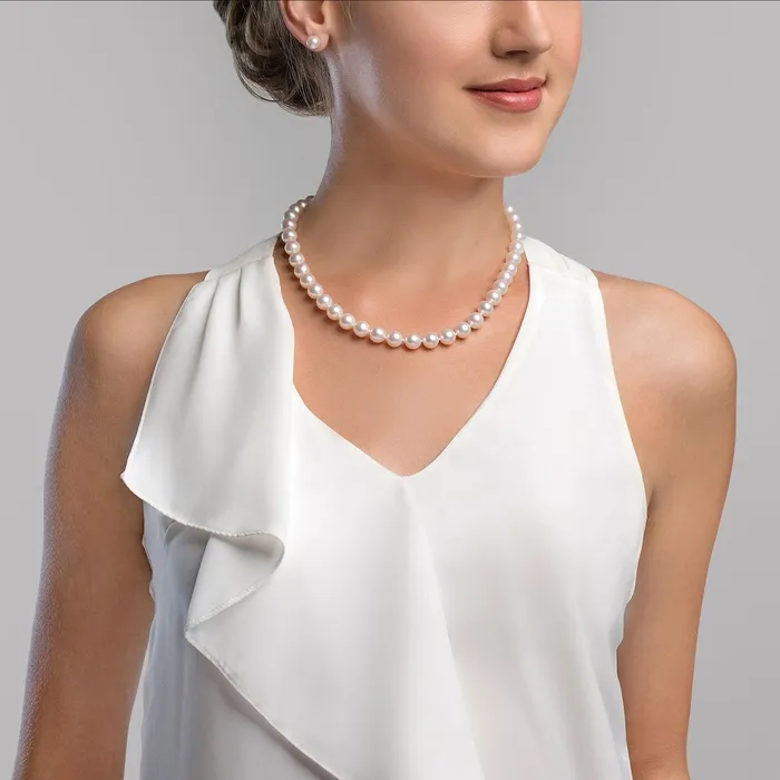 Necklaces 8595mm White Freshwater Pearl Necklace AAAA Quality SPT