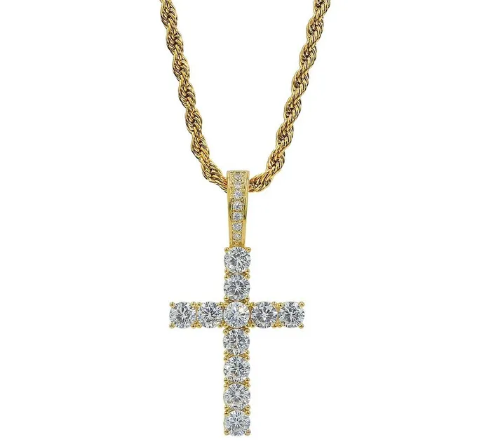 Necklaces apollo31gold MICRO DIAMOND CROSS NECKLACE