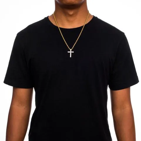 Necklaces apollo31gold MICRO DIAMOND CROSS NECKLACE