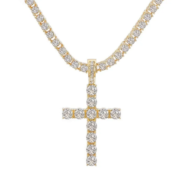 Necklaces apollo31gold MICRO DIAMOND CROSS NECKLACE