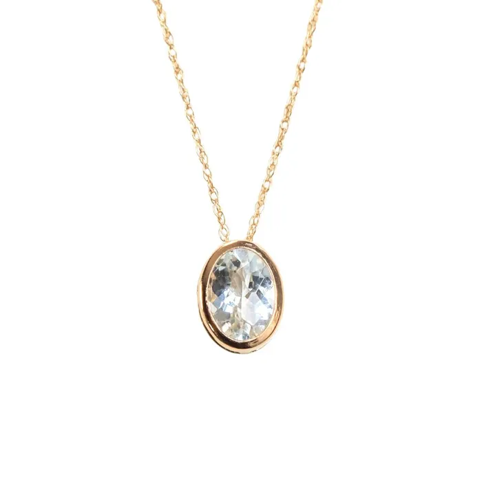 Necklaces Aquamarine Bezel Set Necklace In 14k Yellow Gold Anueva Jewelry