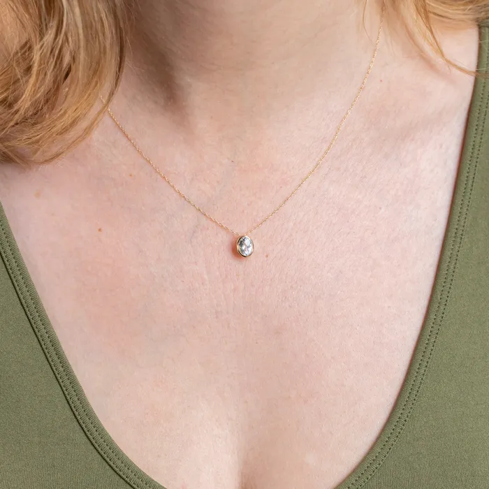 Necklaces Aquamarine Bezel Set Necklace In 14k Yellow Gold Anueva Jewelry