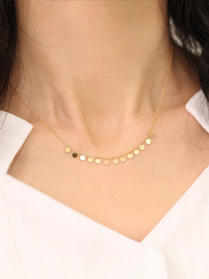 Necklaces MinimalBijoux 925 Silver Dainty Coin Charm Necklace