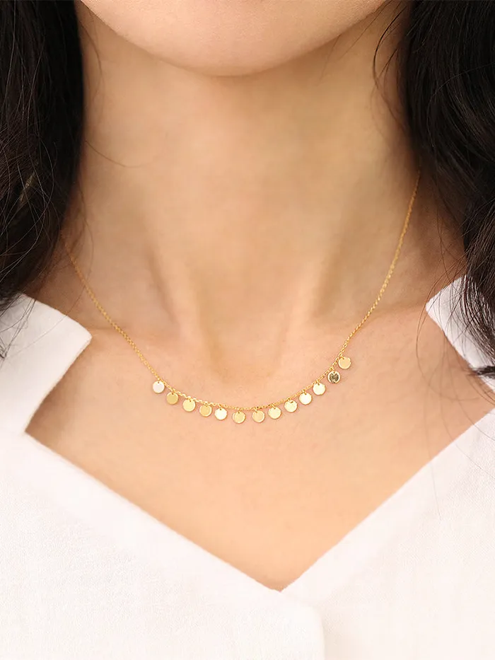 Necklaces MinimalBijoux 925 Silver Dainty Coin Charm Necklace