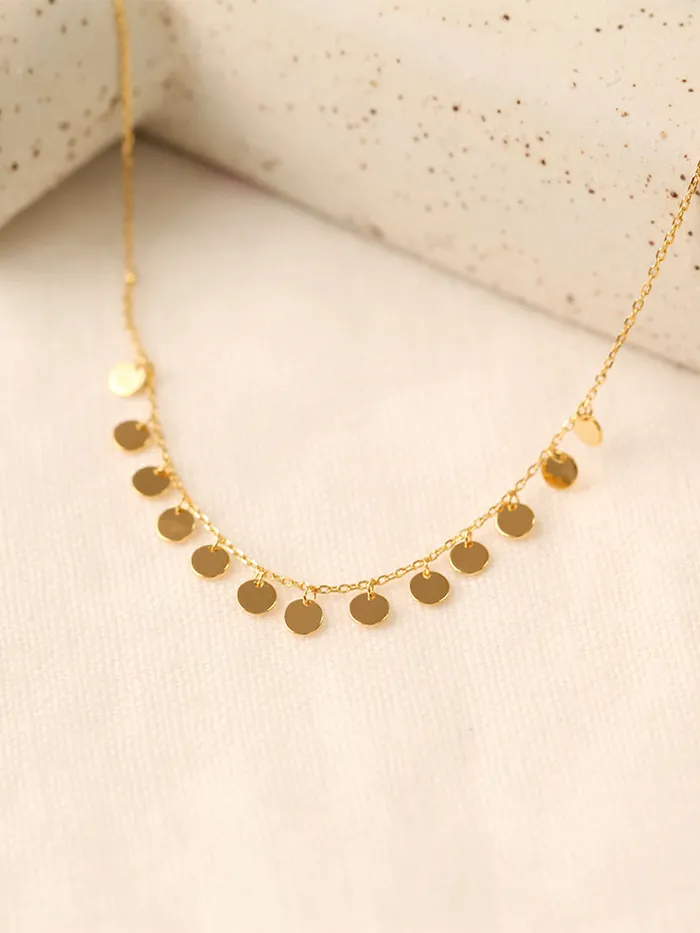 Necklaces MinimalBijoux 925 Silver Dainty Coin Charm Necklace