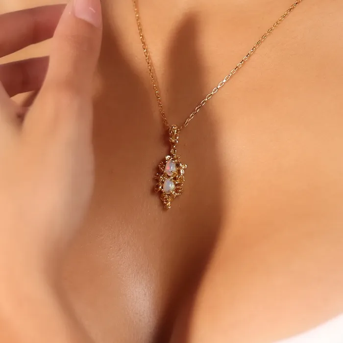 Necklaces Rare Ethiopian Opal Orange and Yellow Sapphire Crystal Necklace Beau Life
