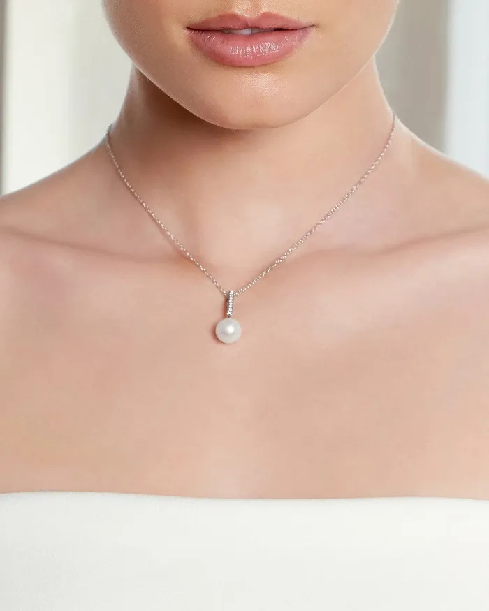 Necklaces South Sea Pearl Dangling Diamond Pendant SPT Necklaces South Sea Pearl Dangling Diamond Pendant SPT