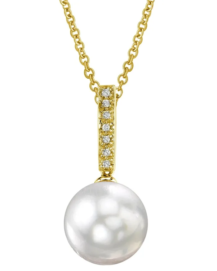 Necklaces South Sea Pearl Dangling Diamond Pendant SPT Necklaces South Sea Pearl Dangling Diamond Pendant SPT