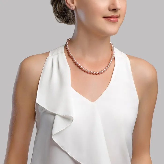 Necklaces SPT 7075mm Pink Freshwater Pearl Choker Length Necklace