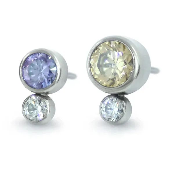 NeoMetal Charm Necklaces Two CZ Cluster End by NeoMetal