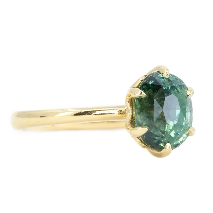 PreStyled Sets Anueva Jewelry 318ct Oval Sapphire Lotus Six Prongs Solitaire In 18k Yellow Gold