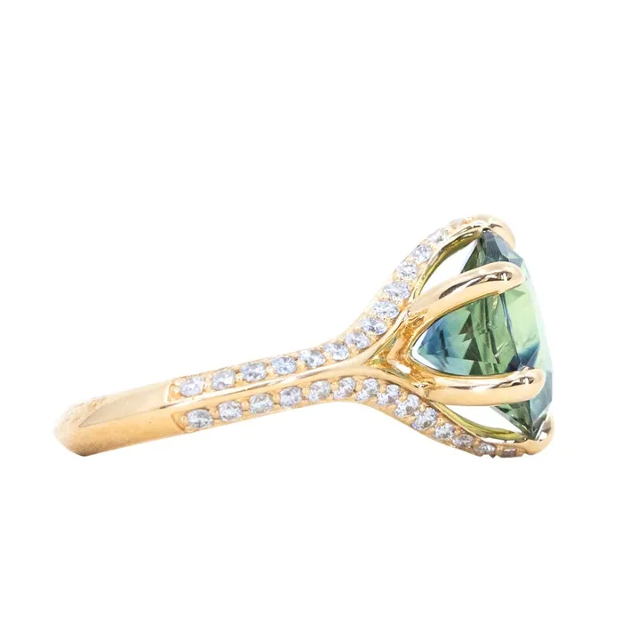 PreStyled Sets Anueva Jewelry 685ct Parti Sapphire Diamondstudded Six Prong Split Shank Solitaire in 18k Yellow Gold
