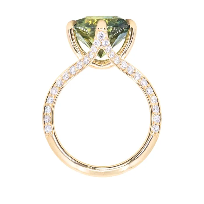 PreStyled Sets Anueva Jewelry 685ct Parti Sapphire Diamondstudded Six Prong Split Shank Solitaire in 18k Yellow Gold