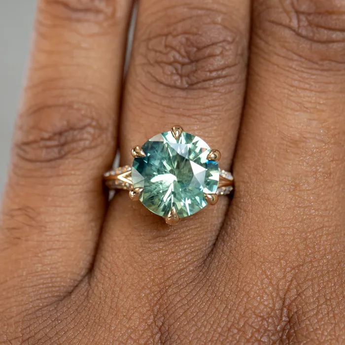 PreStyled Sets Anueva Jewelry 685ct Parti Sapphire Diamondstudded Six Prong Split Shank Solitaire in 18k Yellow Gold