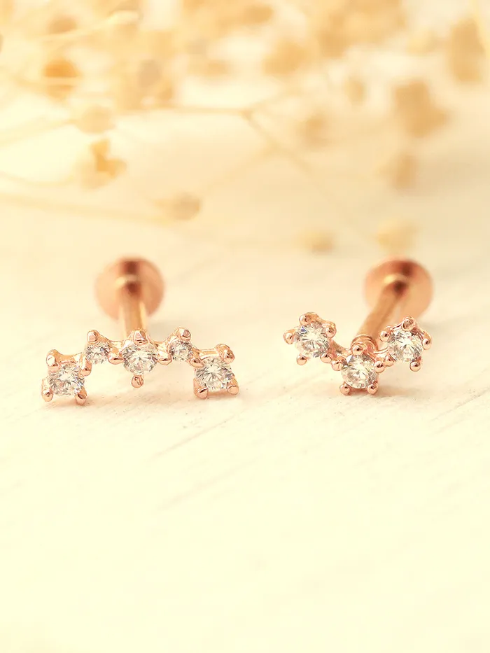 PreStyled Sets MinimalBijoux 14K Gold Internal Cubic Curve Labret Piercing 18G16G PreStyled Sets MinimalBijoux 14K Gold Internal Cubic Curve Labret Piercing 18G16G