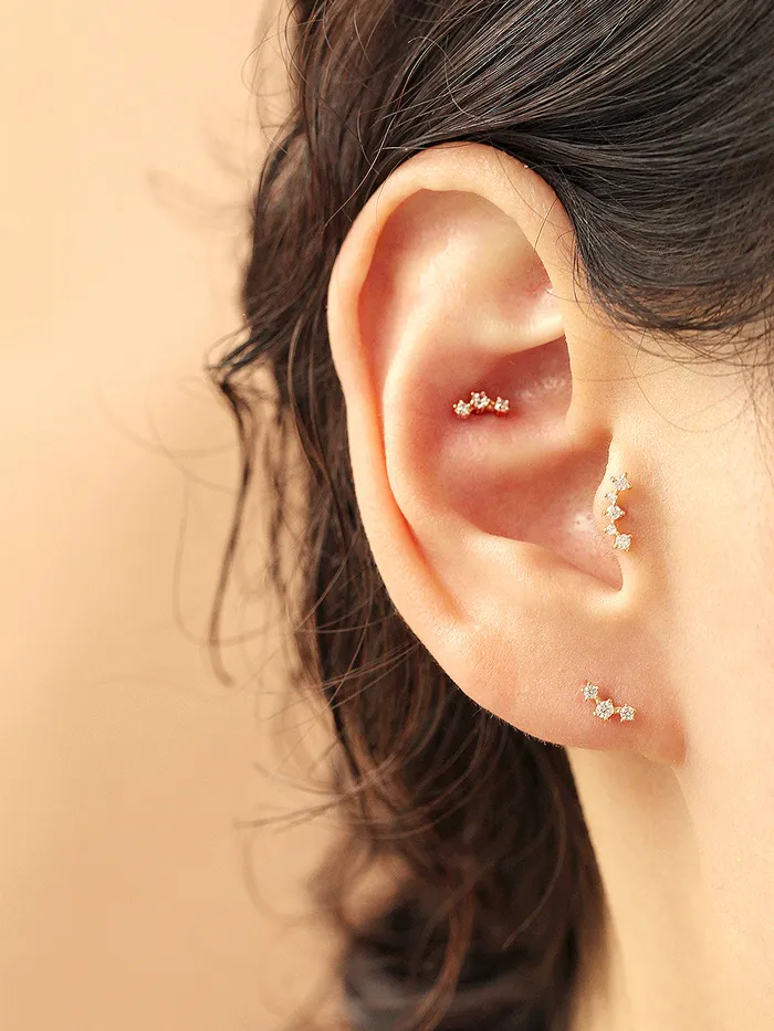 PreStyled Sets MinimalBijoux 14K Gold Internal Cubic Curve Labret Piercing 18G16G
