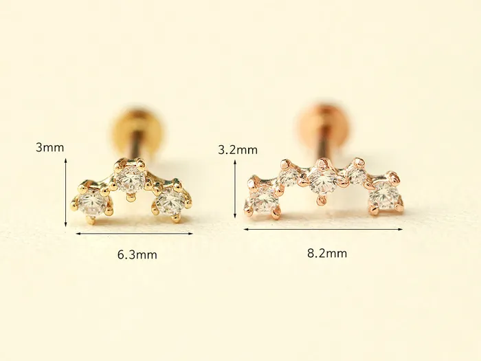 PreStyled Sets MinimalBijoux 14K Gold Internal Cubic Curve Labret Piercing 18G16G