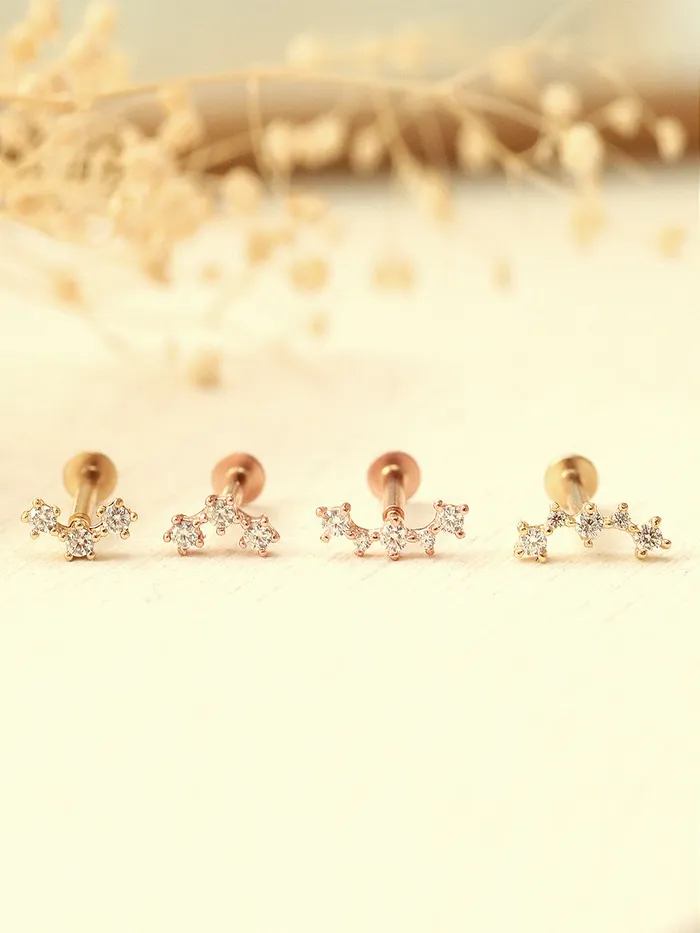 PreStyled Sets MinimalBijoux 14K Gold Internal Cubic Curve Labret Piercing 18G16G