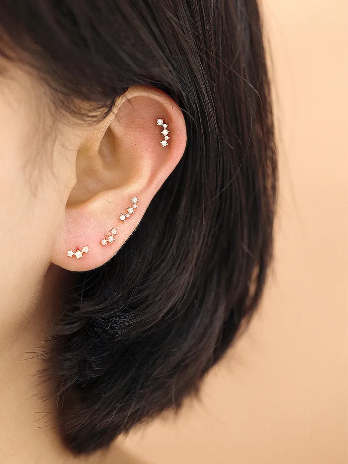 PreStyled Sets MinimalBijoux 14K Gold Internal Cubic Curve Labret Piercing 18G16G