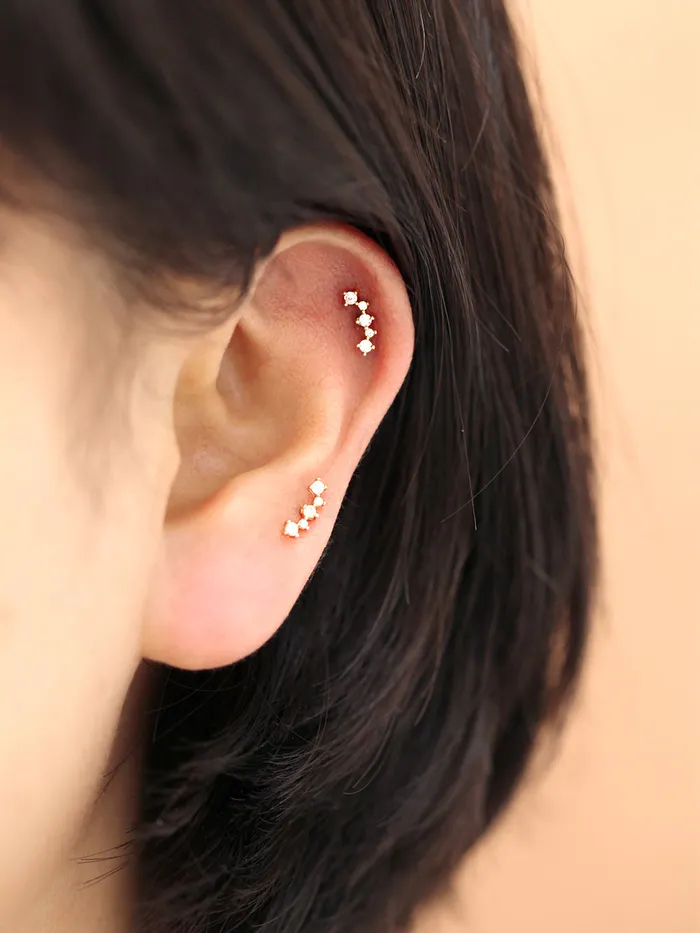 PreStyled Sets MinimalBijoux 14K Gold Internal Cubic Curve Labret Piercing 18G16G