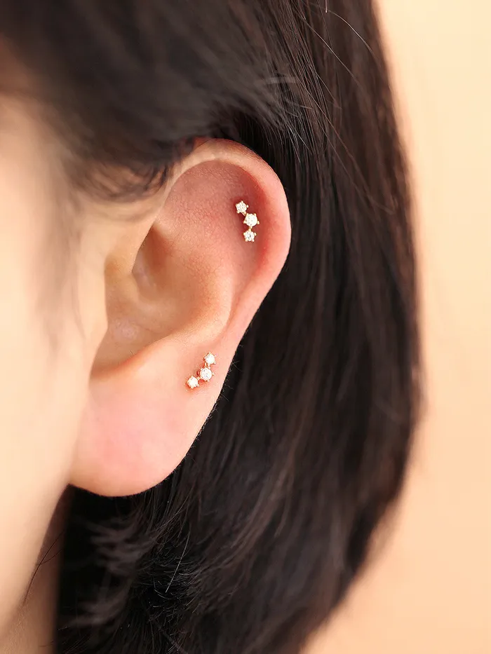 PreStyled Sets MinimalBijoux 14K Gold Internal Cubic Curve Labret Piercing 18G16G