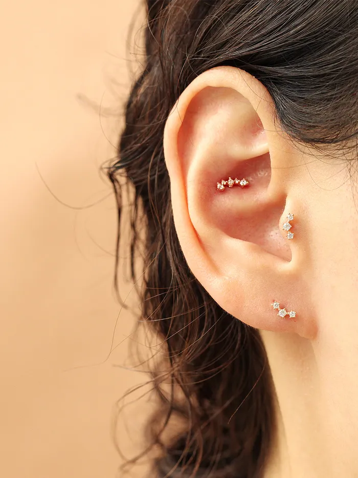 PreStyled Sets MinimalBijoux 14K Gold Internal Cubic Curve Labret Piercing 18G16G