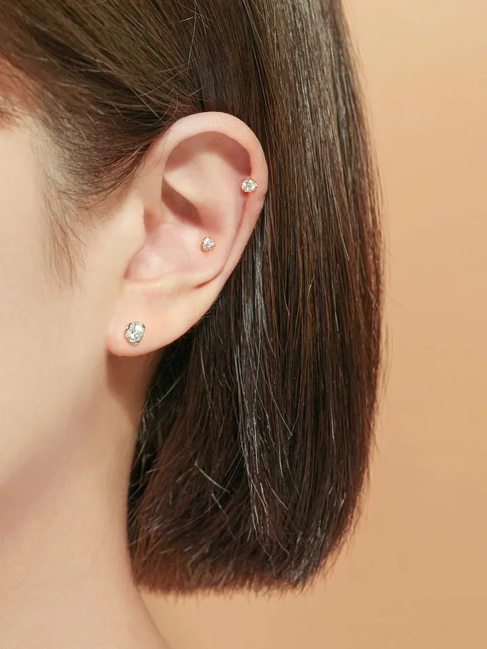 PreStyled Sets MinimalBijoux 14K Gold Moissanite Triangle Pascal Internally Threaded Labret Piercing 20G18G16G