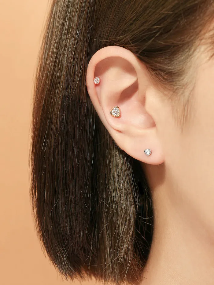 PreStyled Sets MinimalBijoux 14K Gold Moissanite Triangle Pascal Internally Threaded Labret Piercing 20G18G16G