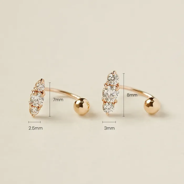 PreStyled Sets MinimalBijoux 14K Gold Planet Cubic Curve Piercing 20G