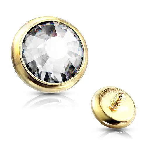 PreStyled Sets Tulsa Body Jewelry 14g Bezel CZ Disc Gold End