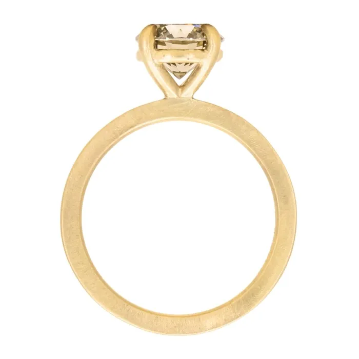 Pristine Gemstones Rings 171ct Round GIA Fancy Dark GreenGrey Diamond Flat Band 4 Prong Solitaire in 18k Yellow Gold