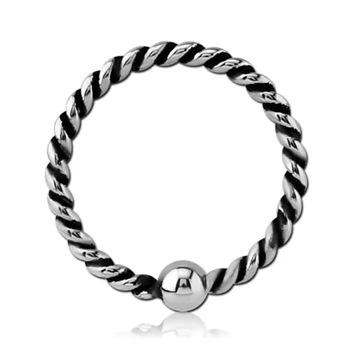 Rings 16g Braided Stainless Fixed Bead Ring Tulsa Body Jewelry