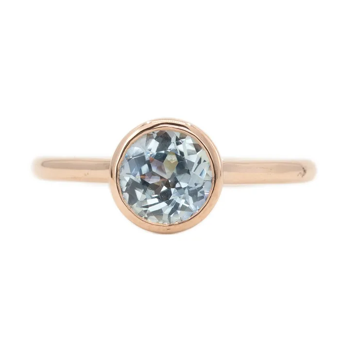 Rings Anueva Jewelry 134ct Round Grey Sapphire Bezel Set Ring in 14k Rose Gold Rings Anueva Jewelry 134ct Round Grey Sapphire Bezel Set Ring in 14k Rose Gold