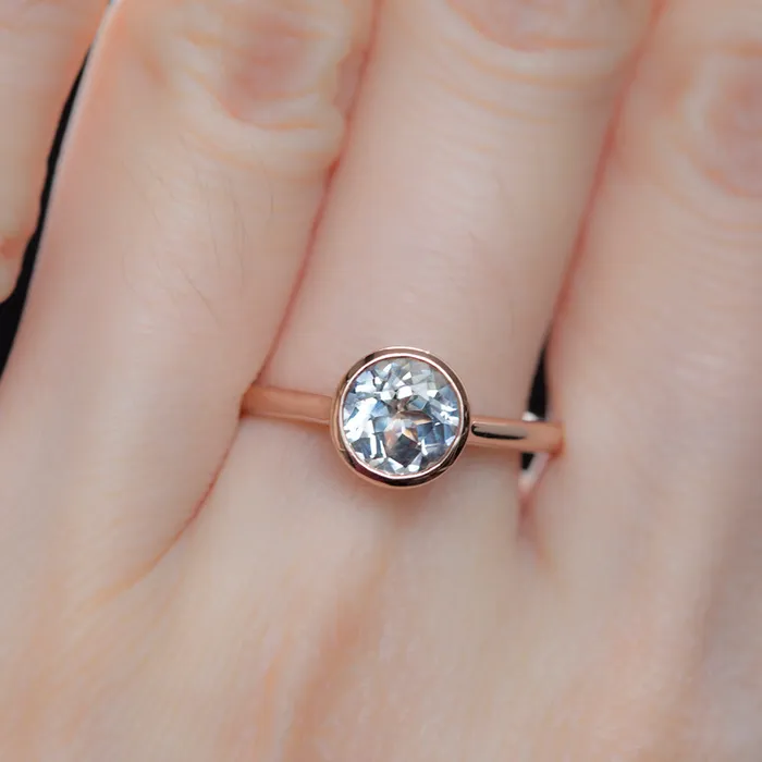Rings Anueva Jewelry 134ct Round Grey Sapphire Bezel Set Ring in 14k Rose Gold