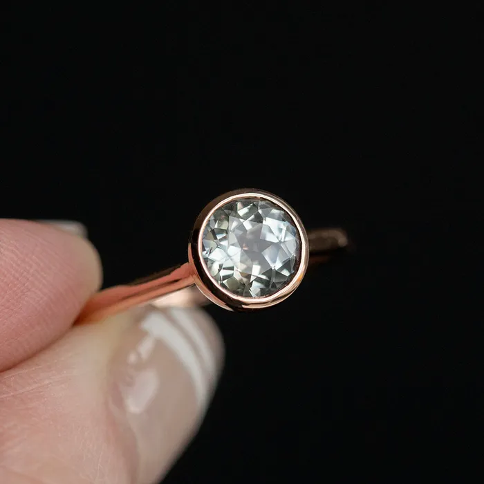 Rings Anueva Jewelry 134ct Round Grey Sapphire Bezel Set Ring in 14k Rose Gold