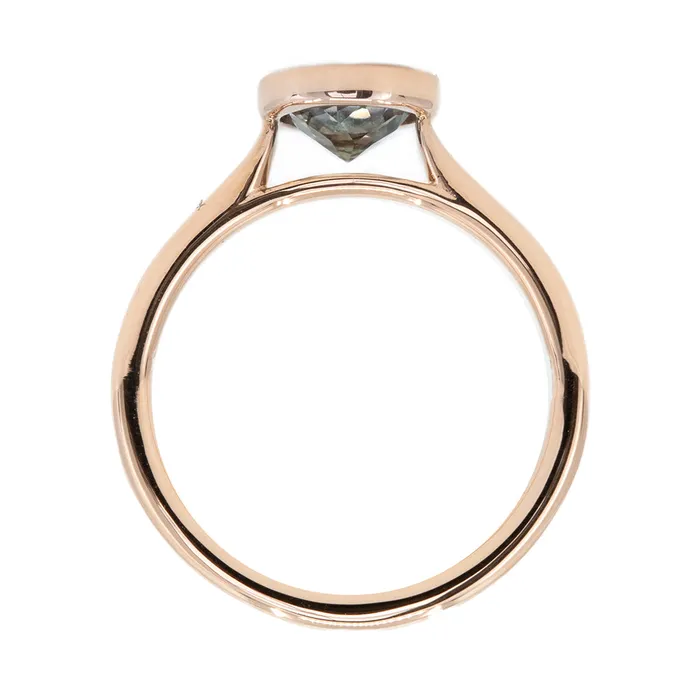 Rings Anueva Jewelry 134ct Round Grey Sapphire Bezel Set Ring in 14k Rose Gold