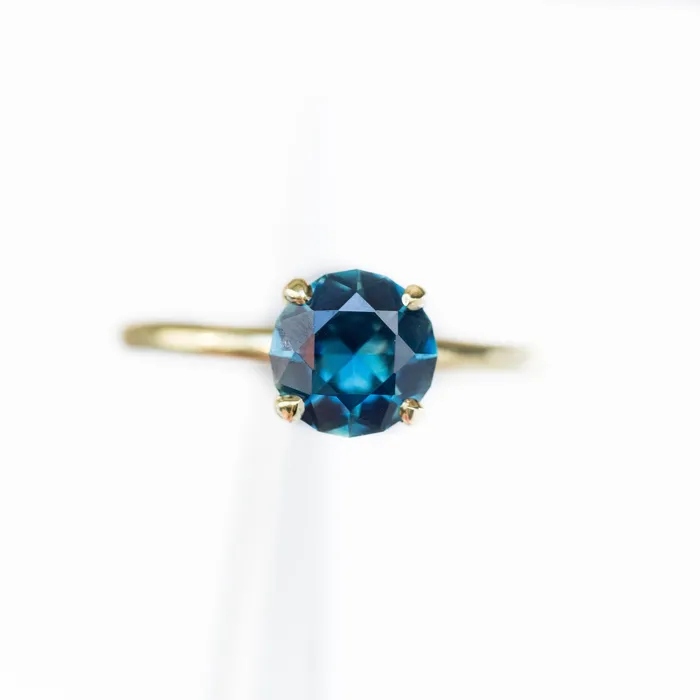 Rings Anueva Jewelry 187ct Bright Blue Round Solitaire Unheated Sapphire Ring in 18k Yellow Gold Rings Anueva Jewelry 187ct Bright Blue Round Solitaire Unheated Sapphire Ring in 18k Yellow Gold