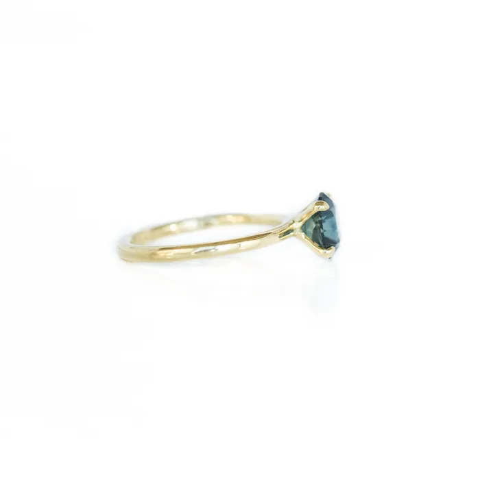 Rings Anueva Jewelry 187ct Bright Blue Round Solitaire Unheated Sapphire Ring in 18k Yellow Gold