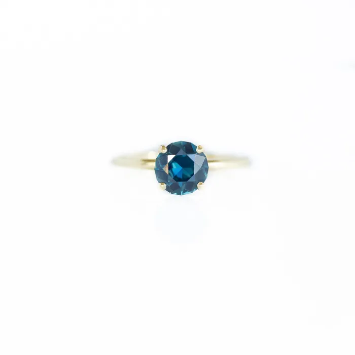 Rings Anueva Jewelry 187ct Bright Blue Round Solitaire Unheated Sapphire Ring in 18k Yellow Gold