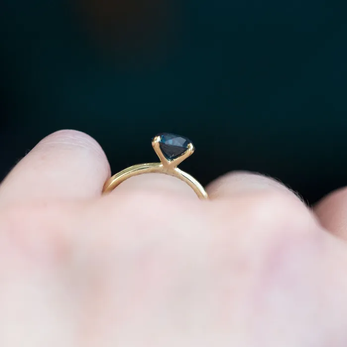 Rings Anueva Jewelry 187ct Bright Blue Round Solitaire Unheated Sapphire Ring in 18k Yellow Gold