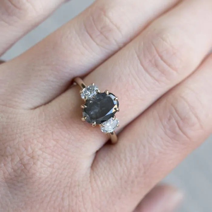Rings Anueva Jewelry Antique Inspired Three Stone Band Setting