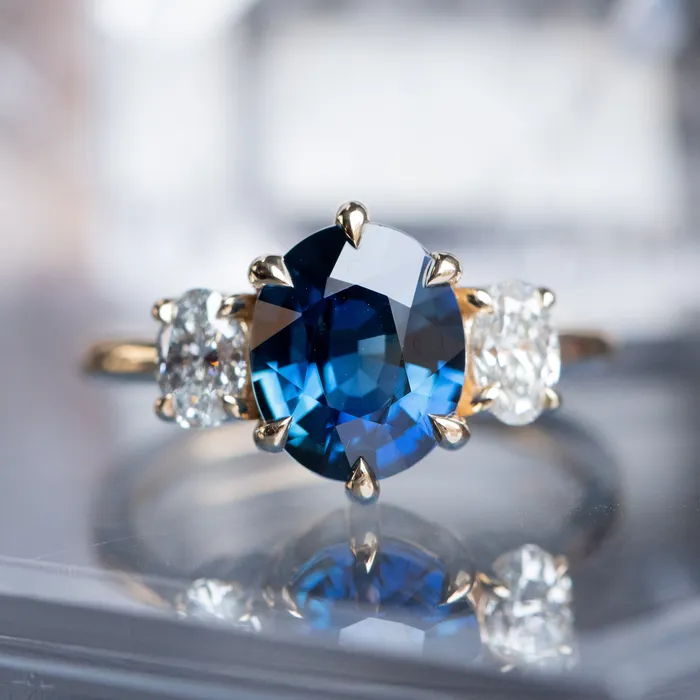 Rings Anueva Jewelry Antique Inspired Three Stone Band Setting