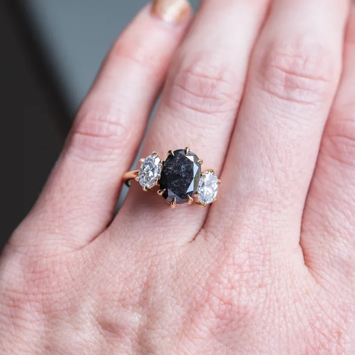 Rings Anueva Jewelry Antique Inspired Three Stone Band Setting