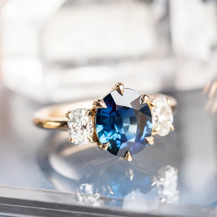 Rings Anueva Jewelry Antique Inspired Three Stone Band Setting