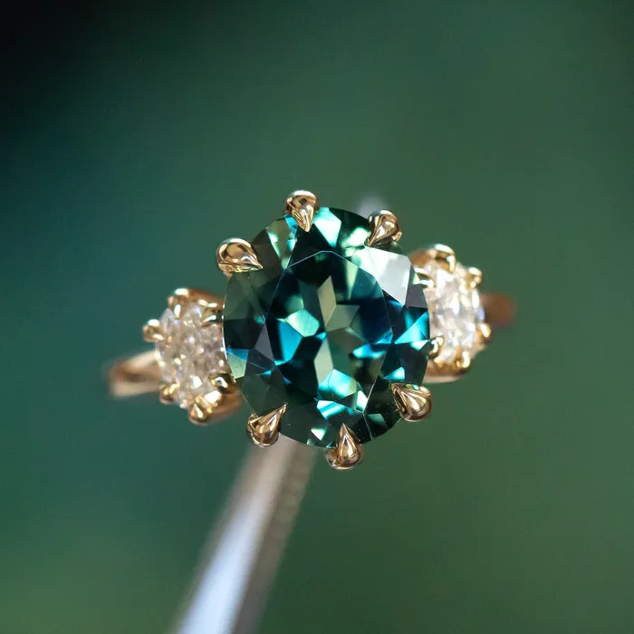 Rings Anueva Jewelry Antique Inspired Three Stone Band Setting