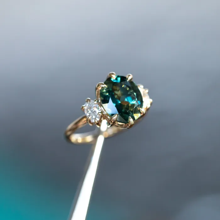 Rings Anueva Jewelry Antique Inspired Three Stone Band Setting