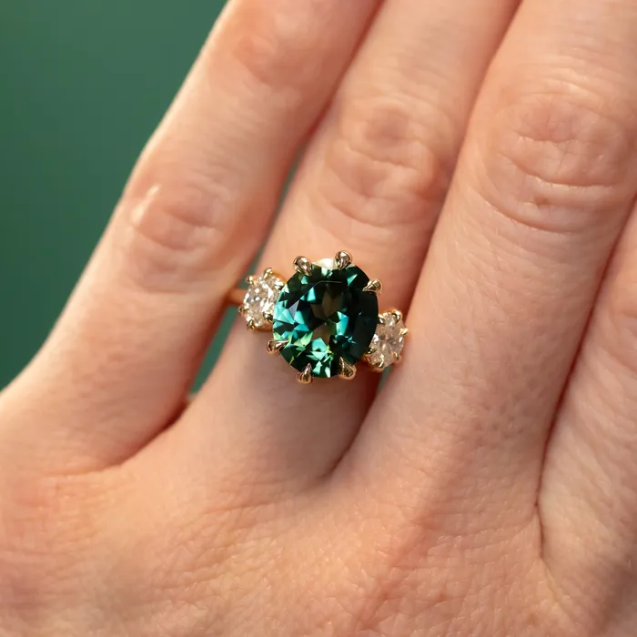 Rings Anueva Jewelry Antique Inspired Three Stone Band Setting