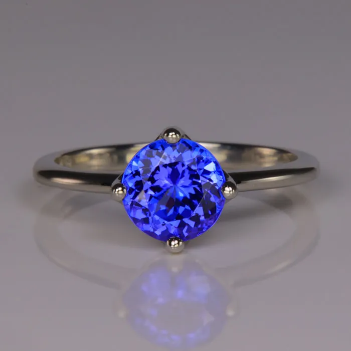 Rings BLUE LIGHT SPECIAL 40 OFF w Code BLUE40 Platinum Round Brilliant Tanzanite and Diamond Accent Ring 192 Carats Moriartys Gem Art